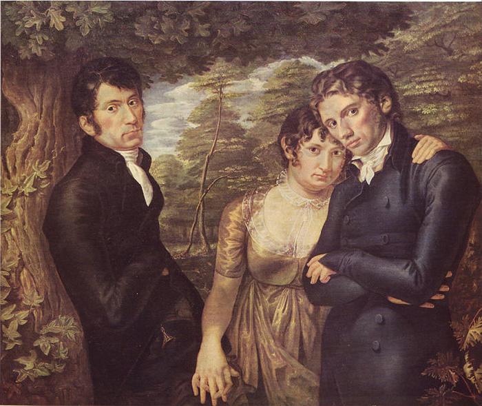 Philipp Otto Runge Gruppenportrat von Philipp Otto Runge mit Selbstdarstellung des Kunstlers (rechts) zusammen mit seiner Frau Pauline und seinem Bruder Johann Daniel Ru